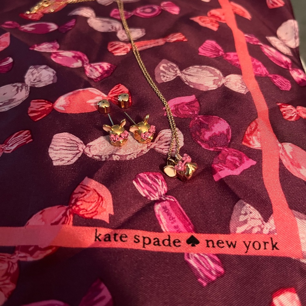 🐶 Kate Spade French Bulldog Necklace and Earrings 🐶